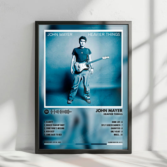 John Mayer "Heavier Things" Album Cover Poster - with Complete Tracklist