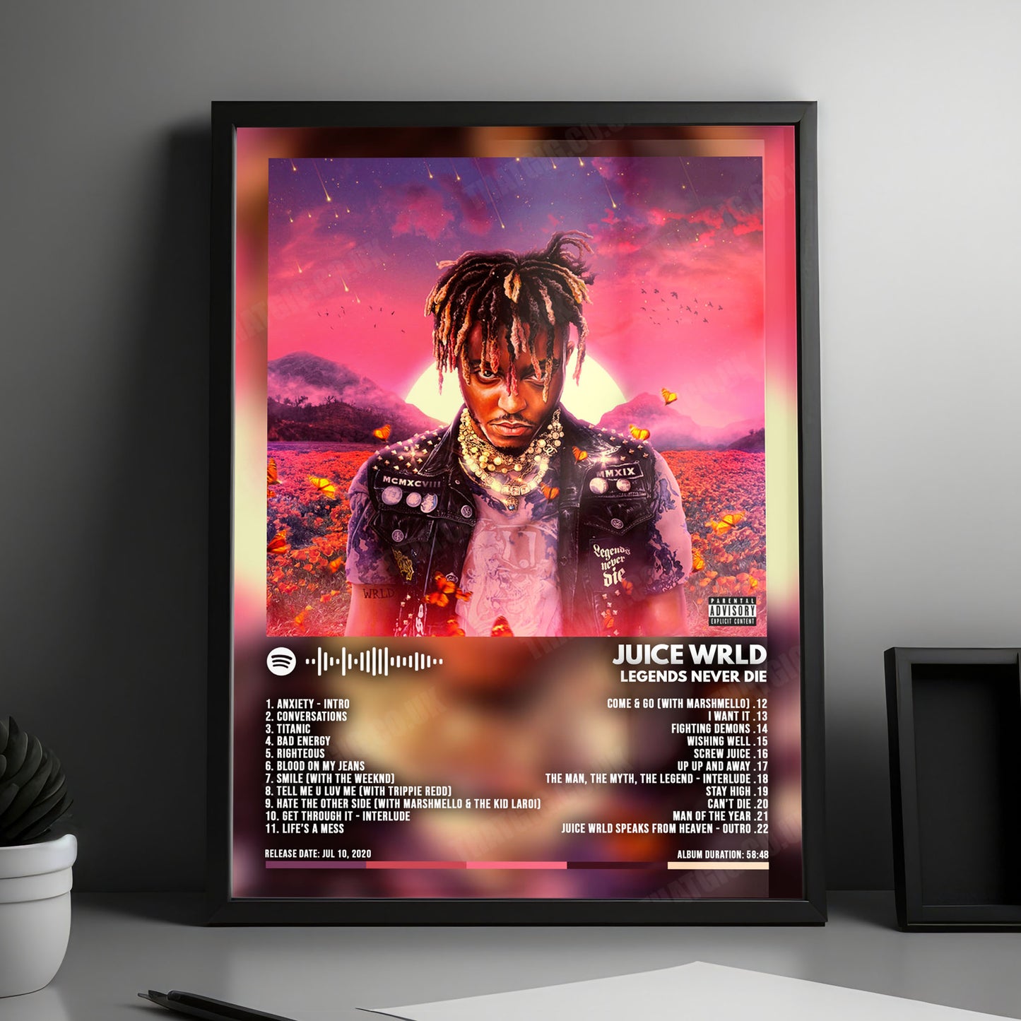Juice WRLD "Legends Never Die" Album Cover Poster - with Complete Tracklist