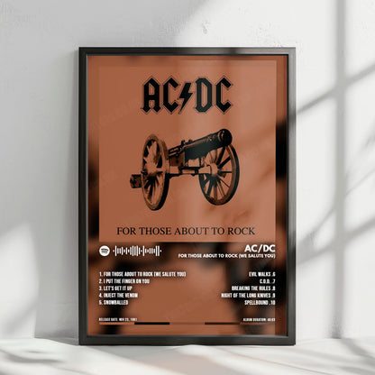 AC/DC "For Those About to Rock We Salute You" Album Cover Poster - with Complete Tracklist