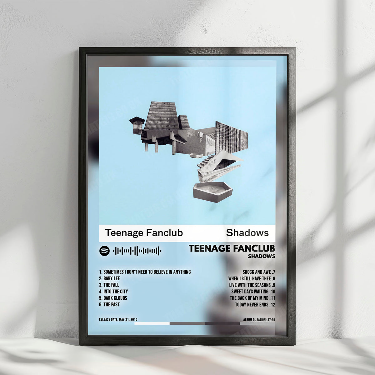 Teenage Fanclub "Shadows" Album Cover Poster - with Complete Tracklist