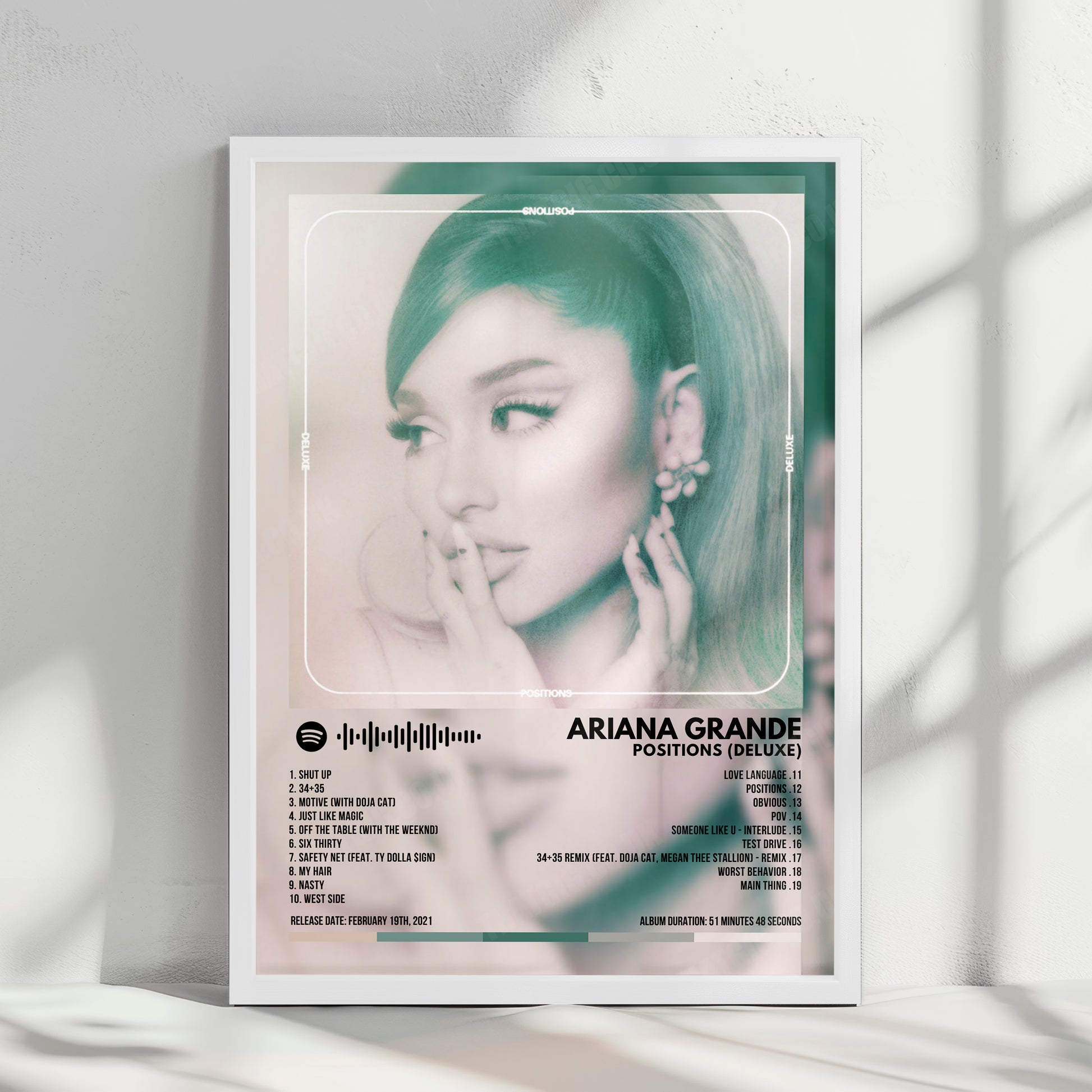 Ariana Grande "Positions (Deluxe)" Album Cover Poster - with Complete Tracklist