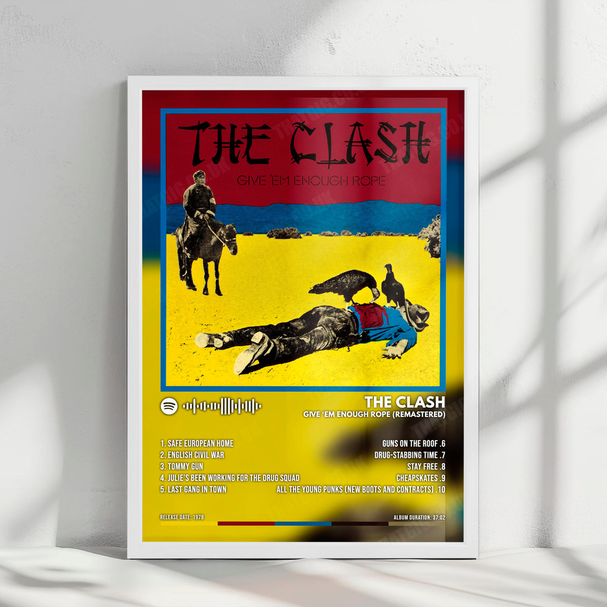 The Clash "Give 'Em Enough Rope (Remastered)" Album Cover Poster - with Complete Tracklist