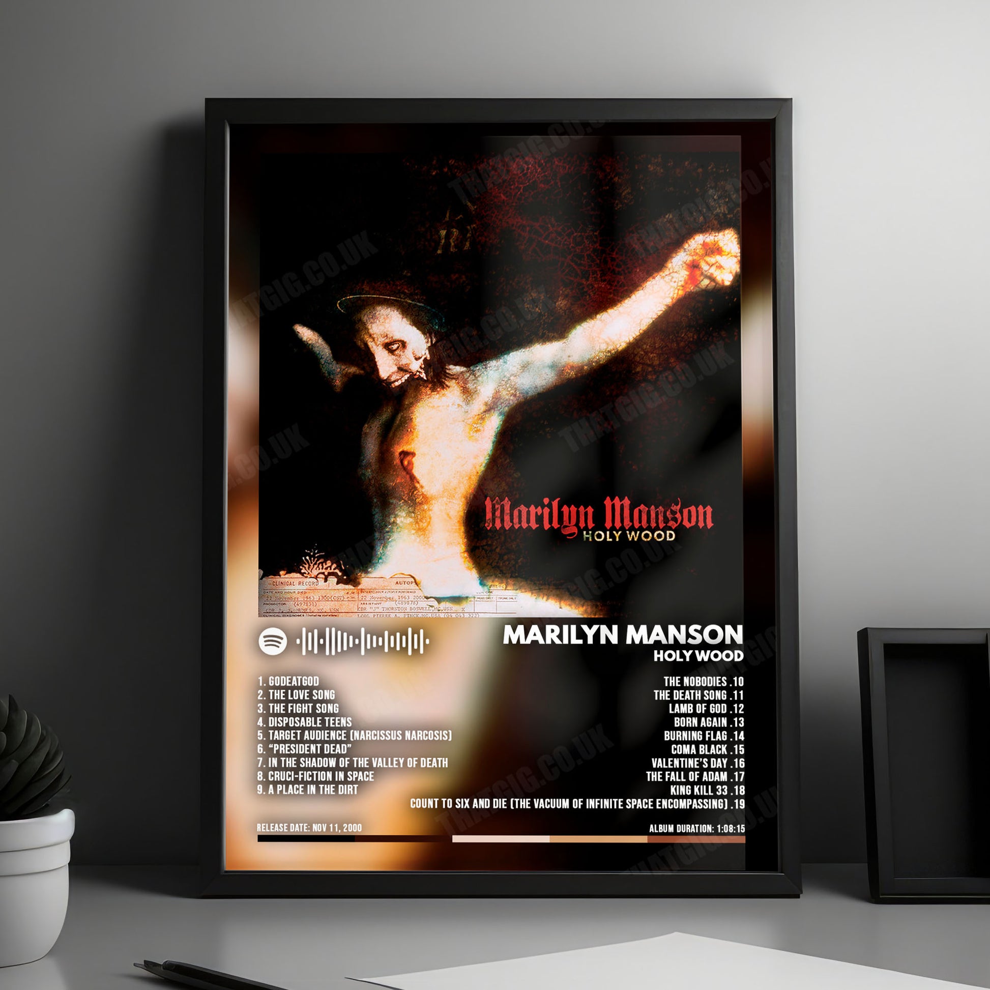Marilyn Manson "Holy Wood" Album Cover Poster - with Complete Tracklist