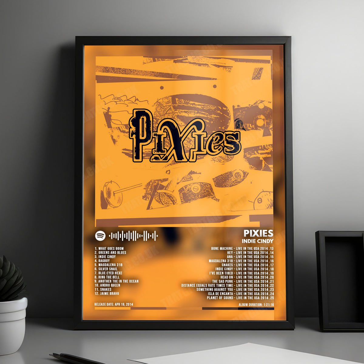 Pixies "Indie Cindy" Album Cover Poster - with Complete Tracklist