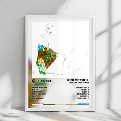 Joni Mitchell "Ladies of the Canyon" Album Cover Poster - with Complete Tracklist