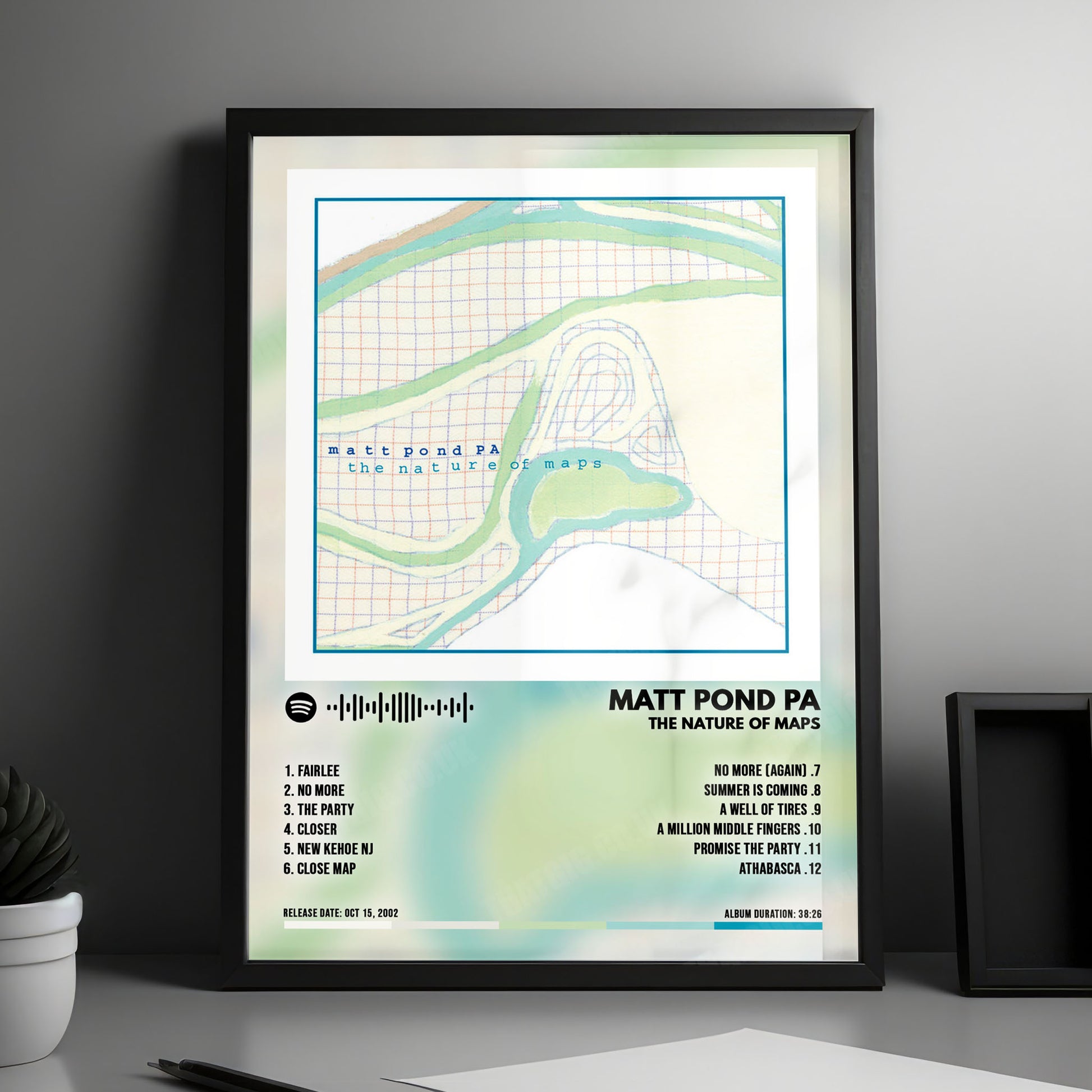 Matt Pond PA "The Nature of Maps" Album Cover Poster - with Complete Tracklist