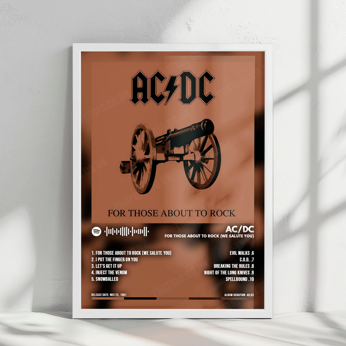 AC/DC "For Those About to Rock We Salute You" Album Cover Poster - with Complete Tracklist