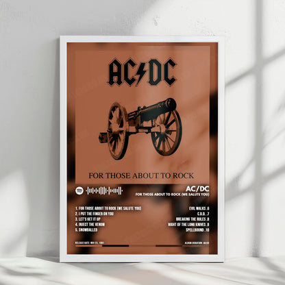 AC/DC "For Those About to Rock We Salute You" Album Cover Poster - with Complete Tracklist