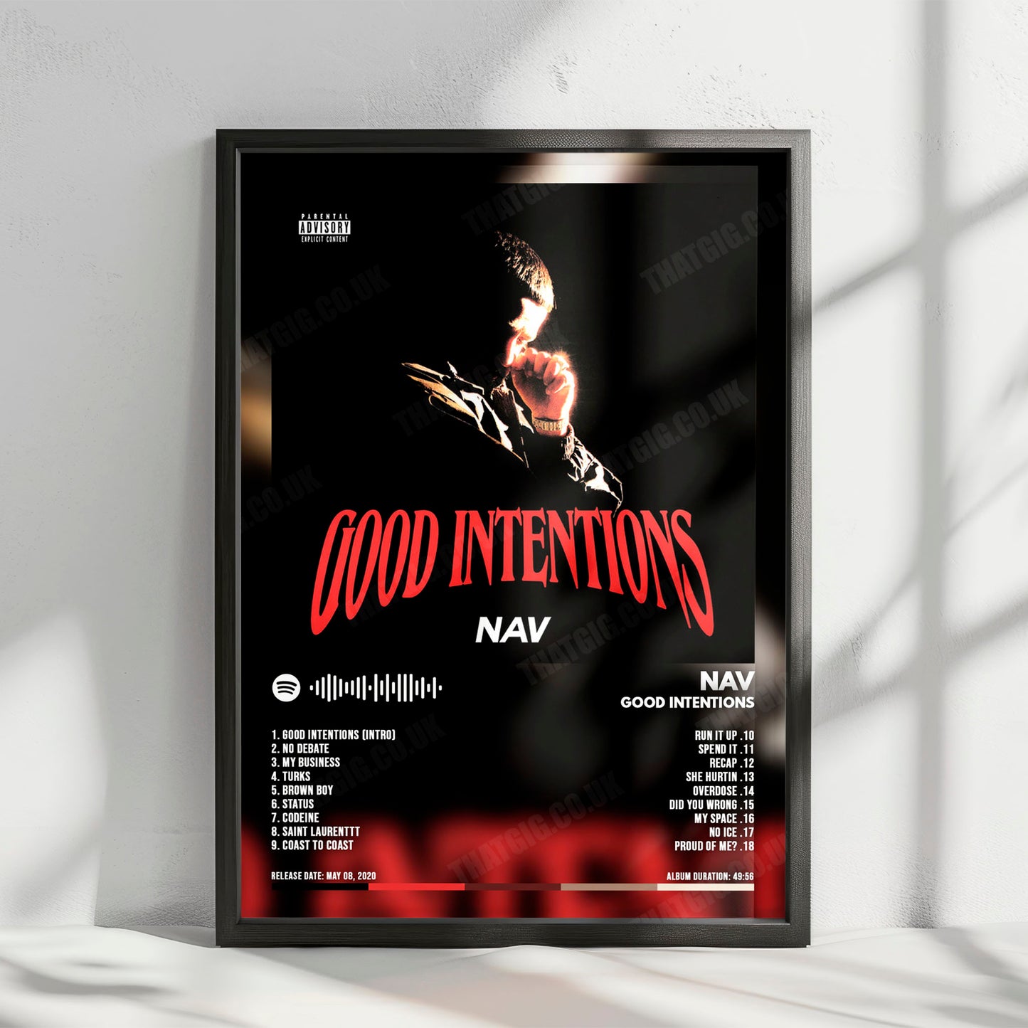 NAV "Good Intentions" Album Cover Poster - with Complete Tracklist