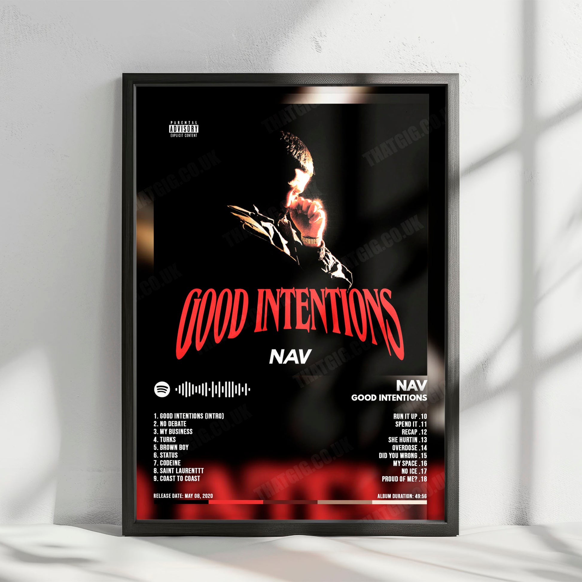 NAV "Good Intentions" Album Cover Poster - with Complete Tracklist