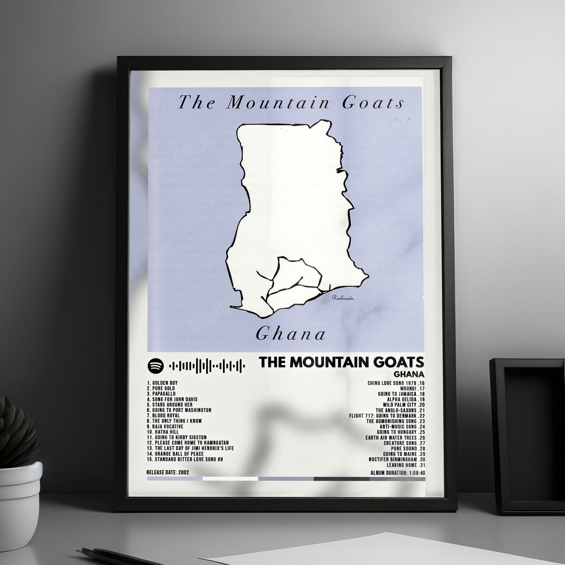 Mountain Goats "Ghana" Album Cover Poster - with Complete Tracklist