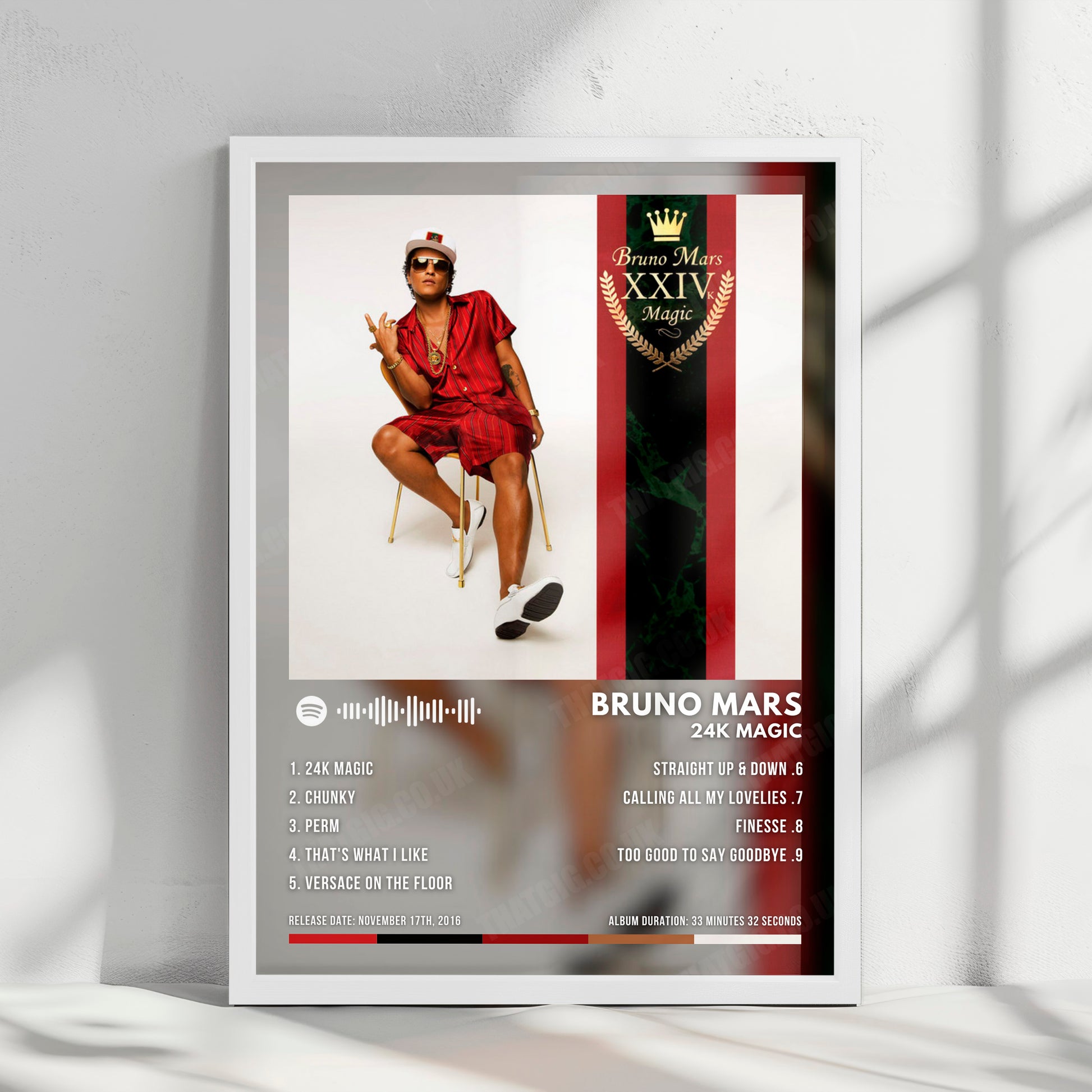 Bruno Mars "24K Magic" Album Cover Poster - with Complete Tracklist