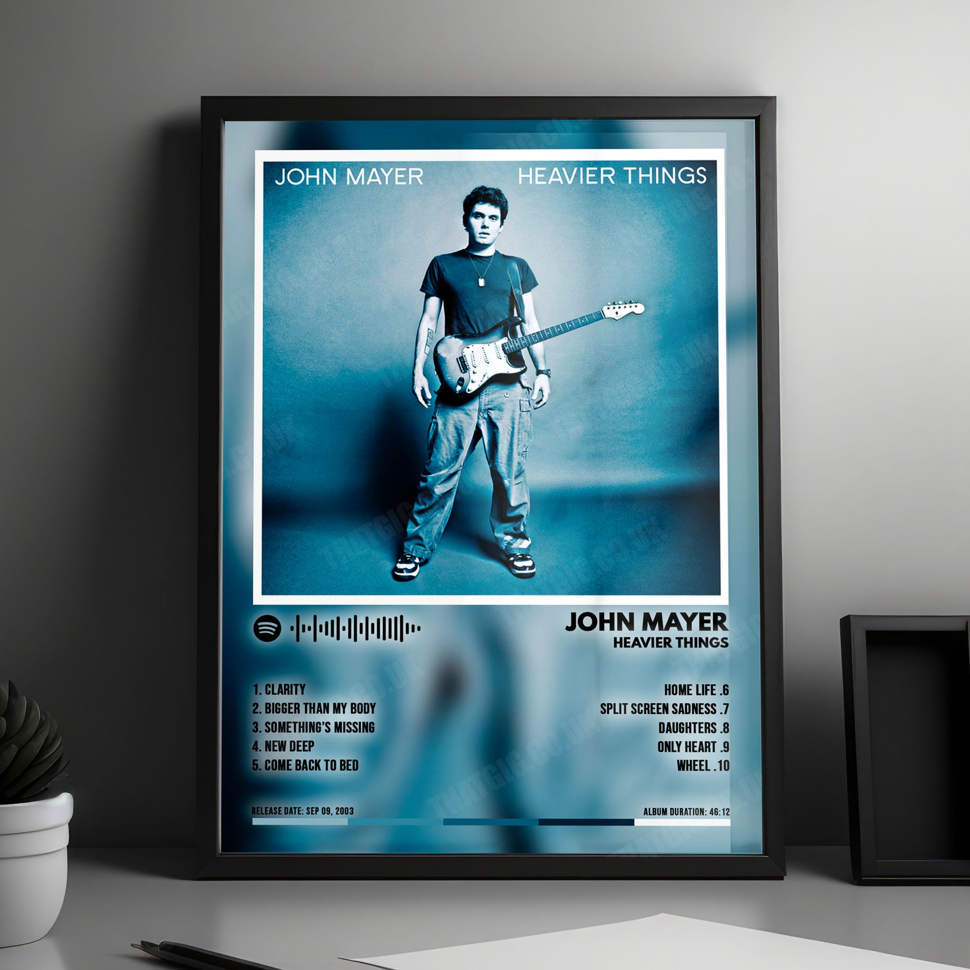 John Mayer "Heavier Things" Album Cover Poster - with Complete Tracklist