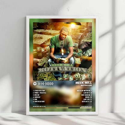 Meek Mill "Motivation" Album Cover Poster - with Complete Tracklist
