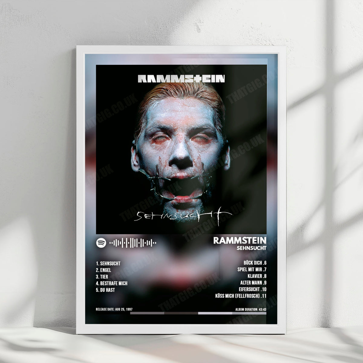 Rammstein "Sehnsucht" Album Cover Poster - with Complete Tracklist