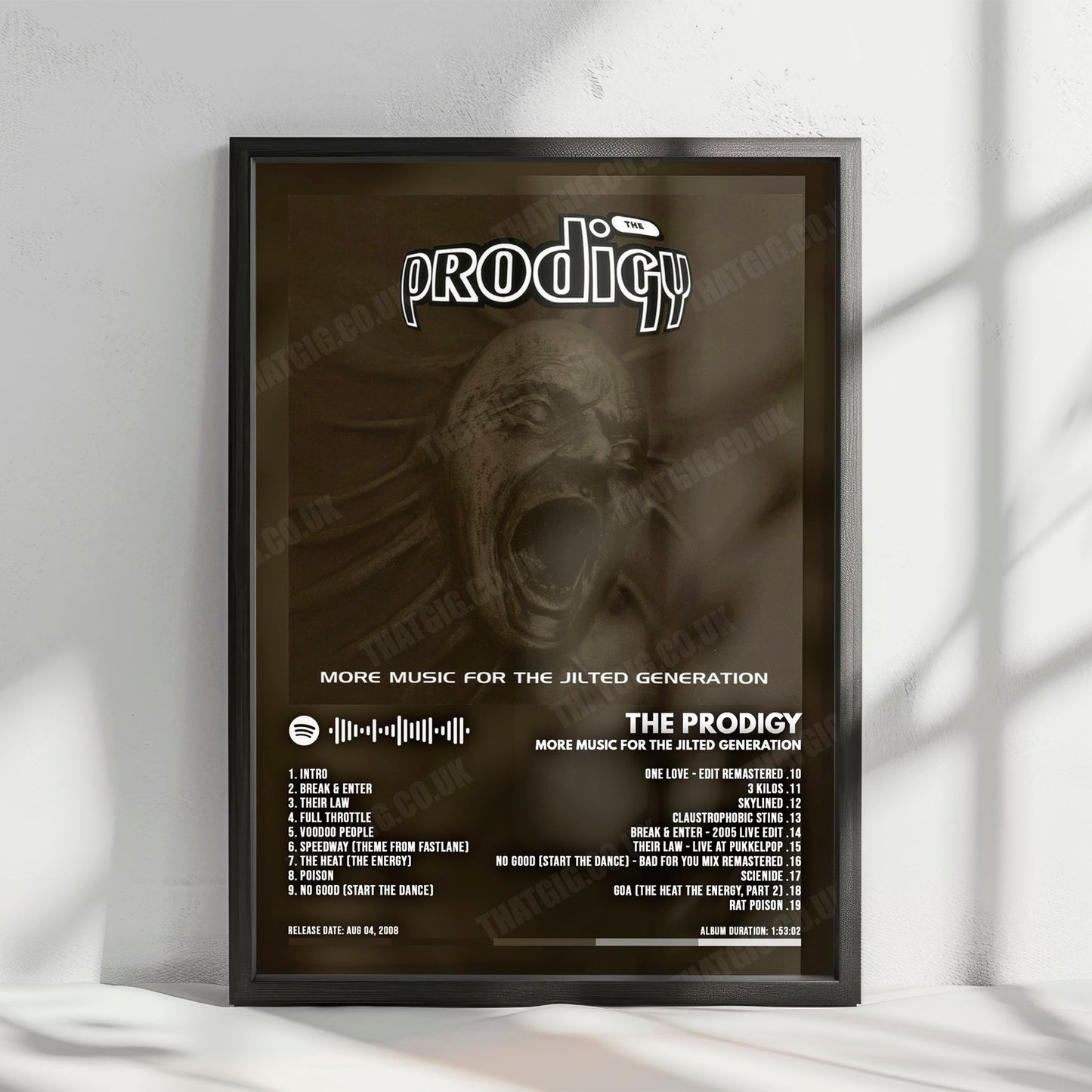 The Prodigy "Music for the Jilted Generation" Album Cover Poster - with Complete Tracklist