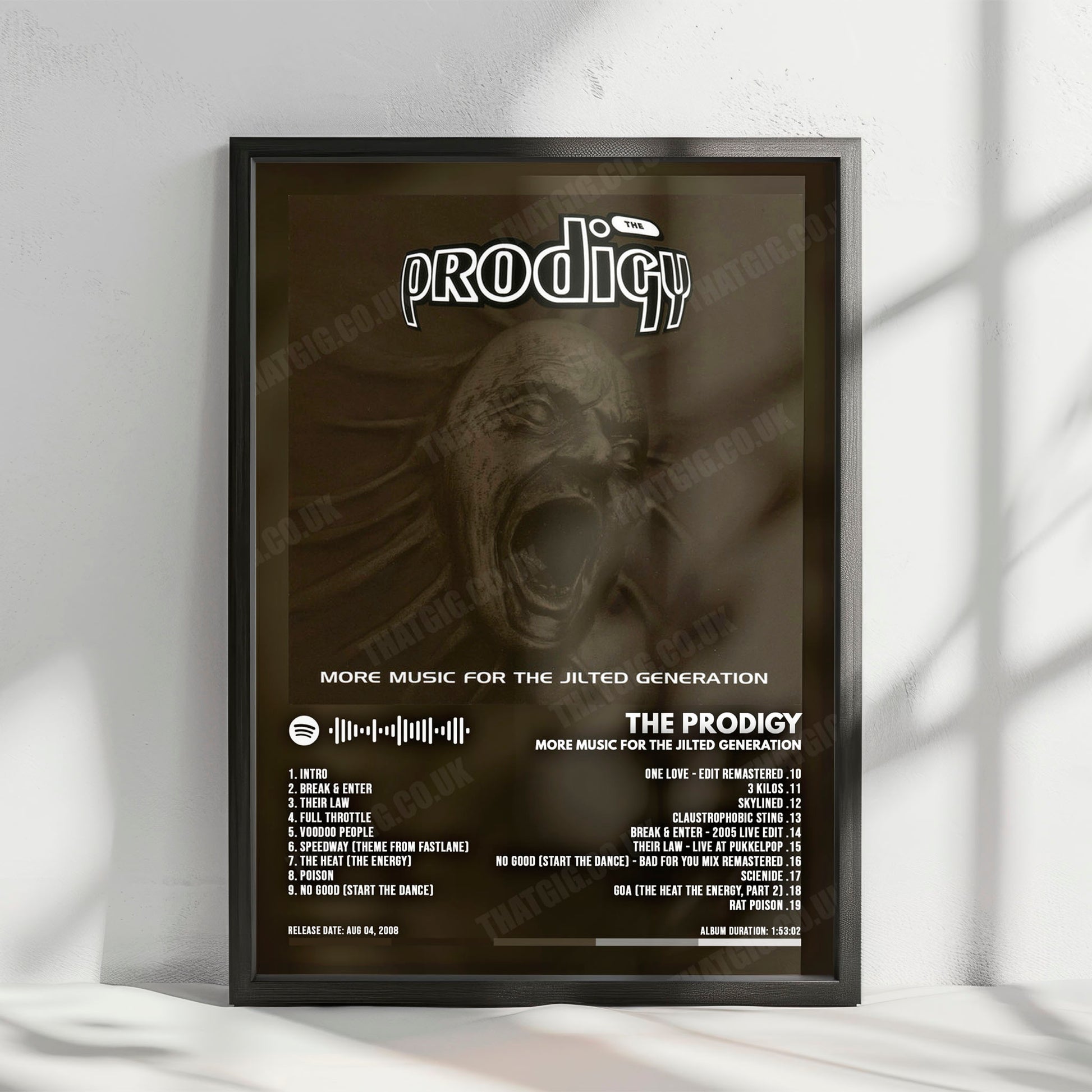 The Prodigy "More Music for the Jilted Generation" Album Cover Poster - with Complete Tracklist