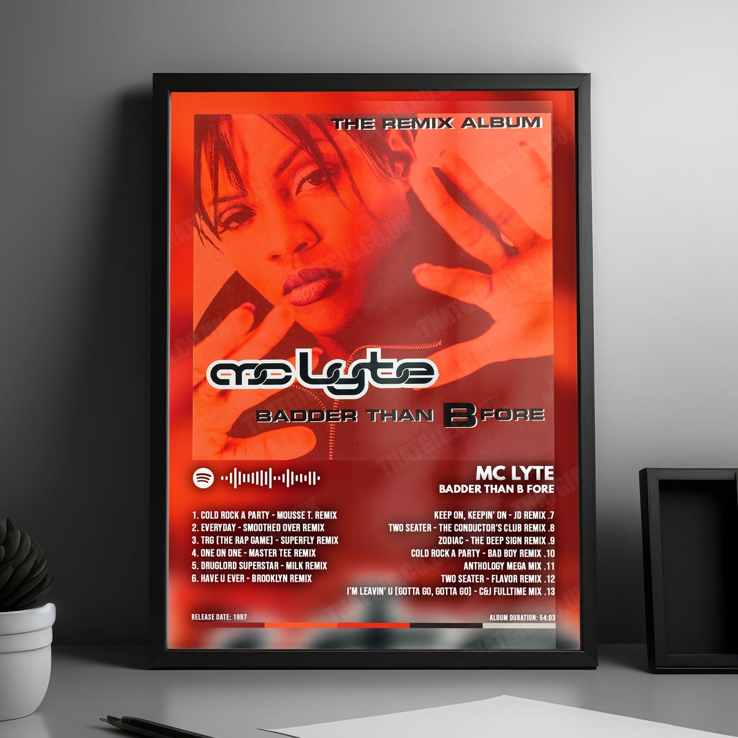 MC Lyte "Badder Than B Fore" Album Cover Poster - with Complete Tracklist