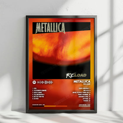Metallica "Reload" Album Cover Poster - with Complete Tracklist