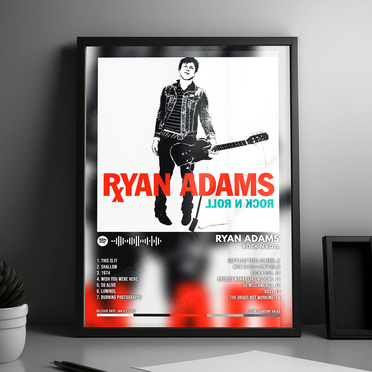 Ryan Adams "Rock N Roll" Album Cover Poster - with Complete Tracklist