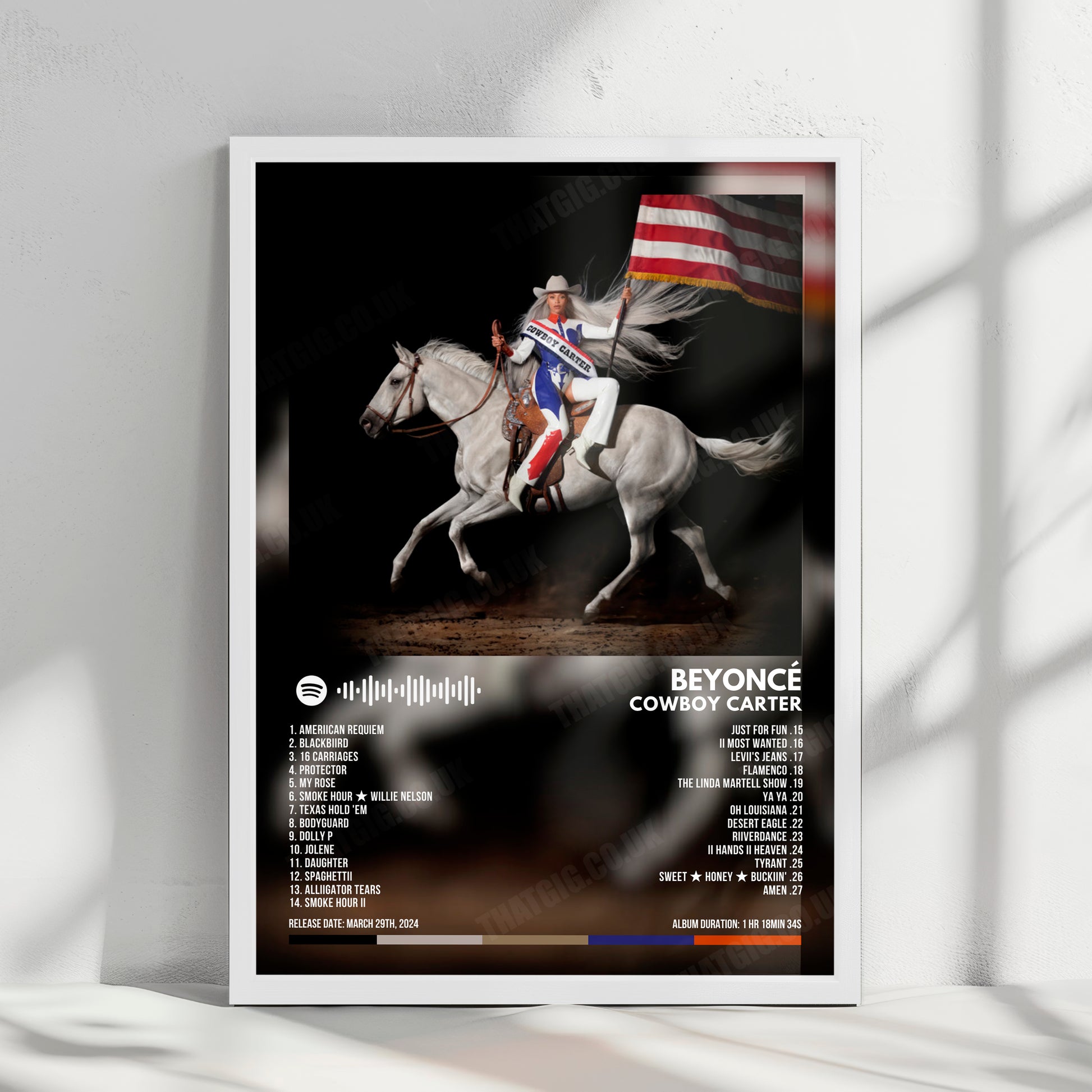Beyoncé "Cowboy Carter" Album Cover Poster - with Complete Tracklist