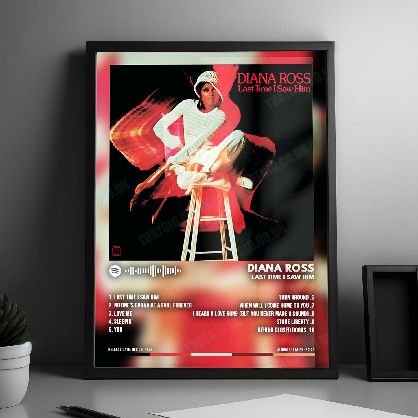 Diana Ross "Last Time I Saw Him" Album Cover Poster - with Complete Tracklist