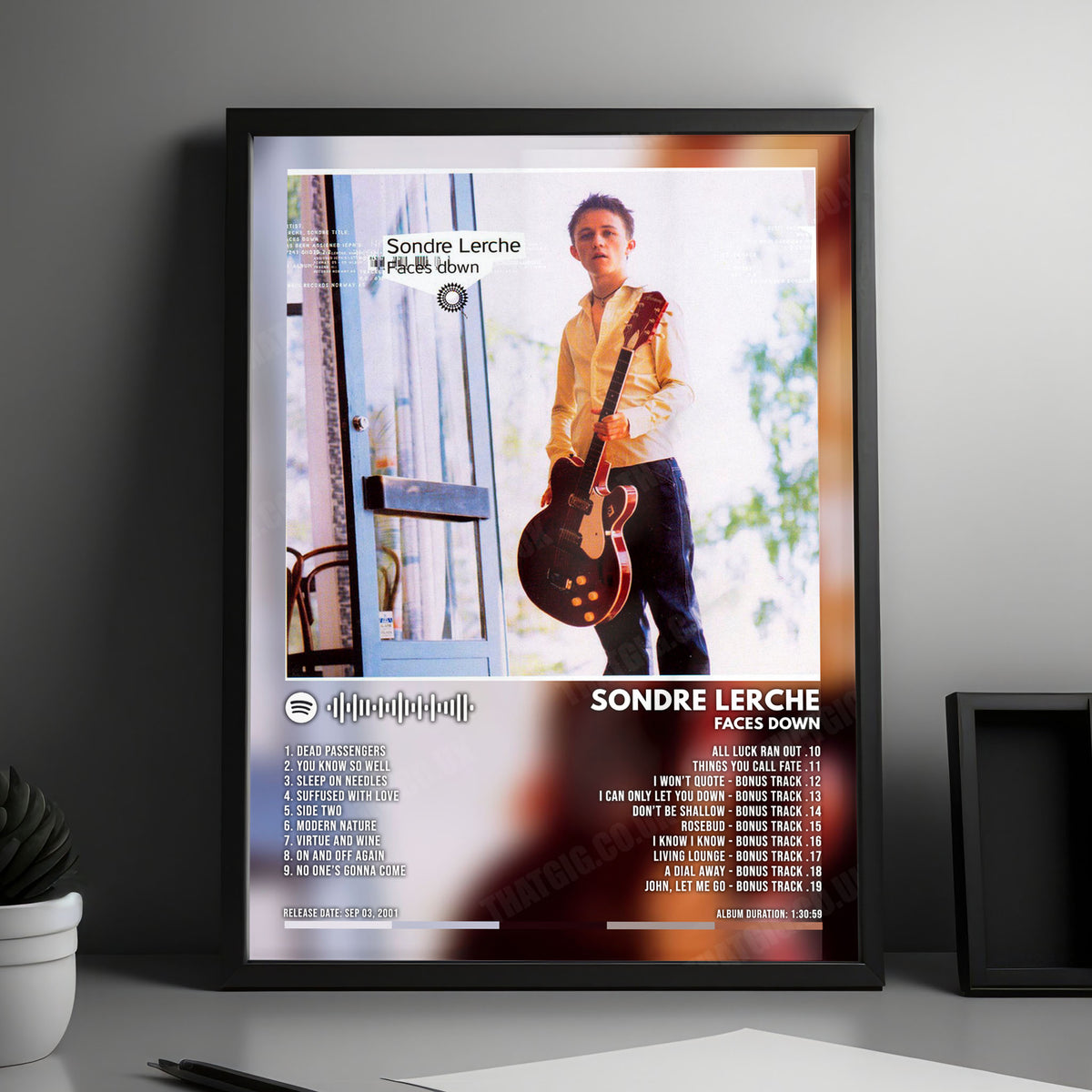 Sondre Lerche "Faces Down" Album Cover Poster - with Complete Tracklist