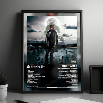 Juice WRLD "Fighting Demons (Deluxe)" Album Cover Poster - with Complete Tracklist