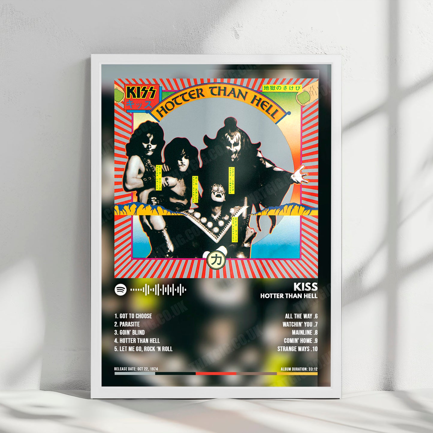 KISS "Hotter Than Hell" Album Cover Poster - with Complete Tracklist