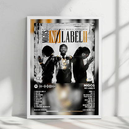 Migos "No Label II" Album Cover Poster - with Complete Tracklist