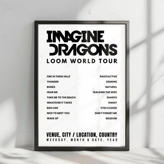 Imagine Dragons Setlist Poster - Budweiser Stage, Toronto - August 8th, 2024
