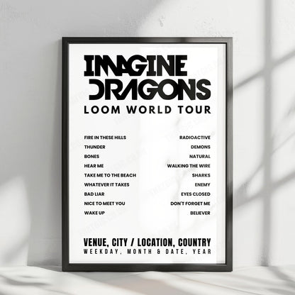 Imagine Dragons Setlist Poster - Letzigrund Stadion, Zurich - May 29th, 2025