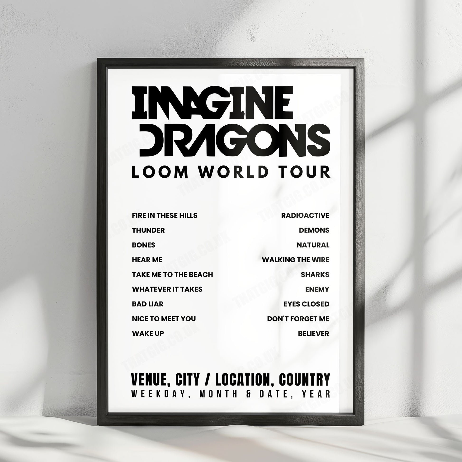 Imagine Dragons Setlist Poster - RV Inn Style Resorts Amphitheater, Ridgefield - September 29th, 2024