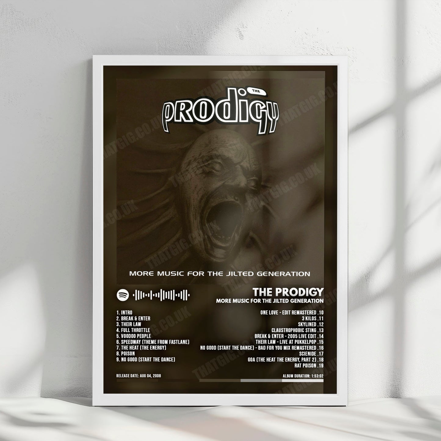 The Prodigy "Music for the Jilted Generation" Album Cover Poster - with Complete Tracklist