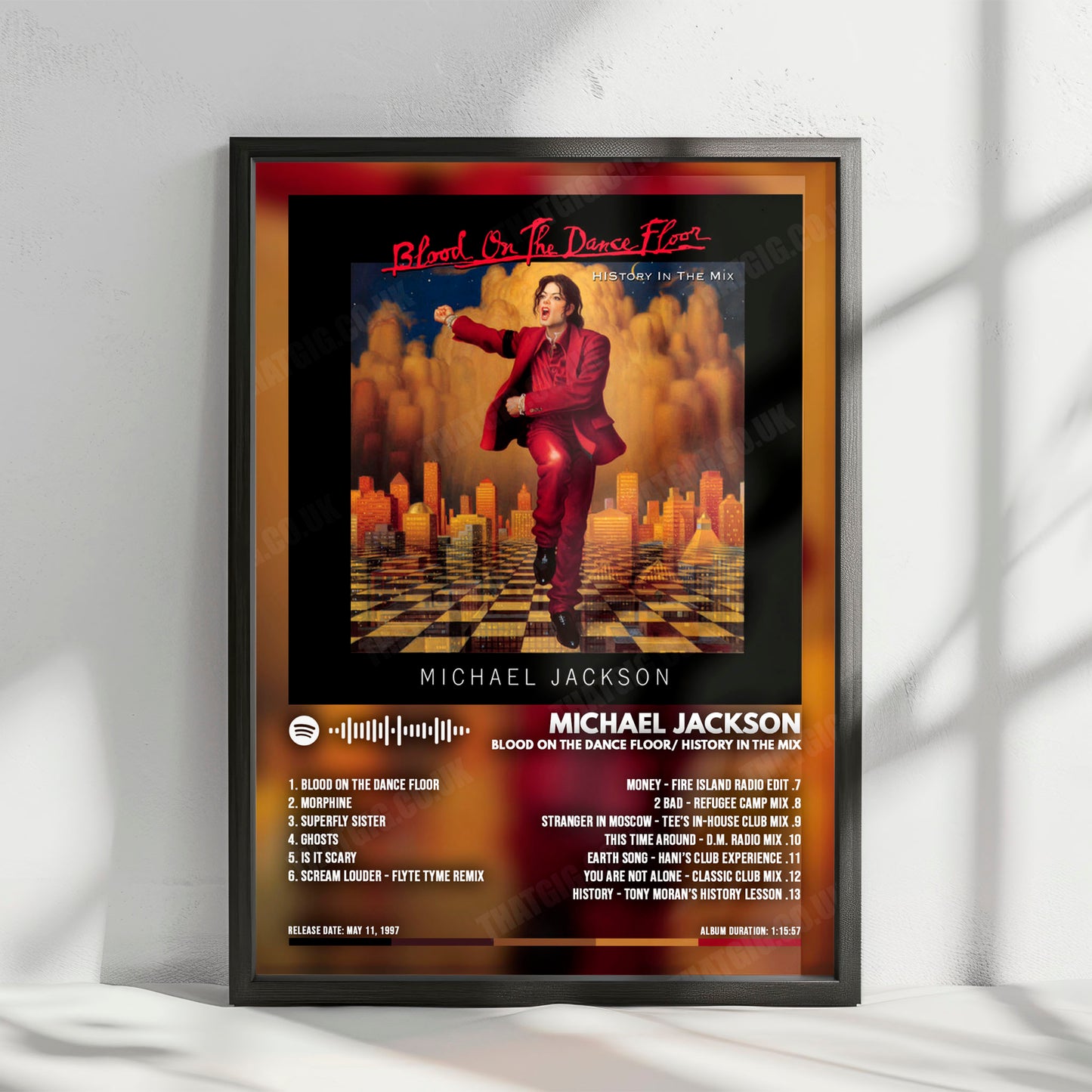 Michael Jackson "Blood on the Dance Floor: HIStory in the Mix" Album Cover Poster - with Complete Tracklist