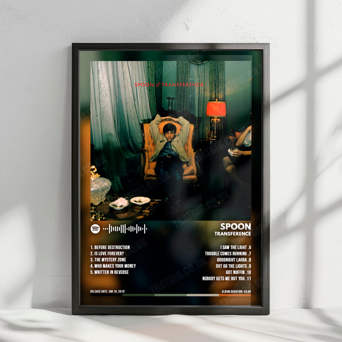 Spoon "Transference" Album Cover Poster - with Complete Tracklist