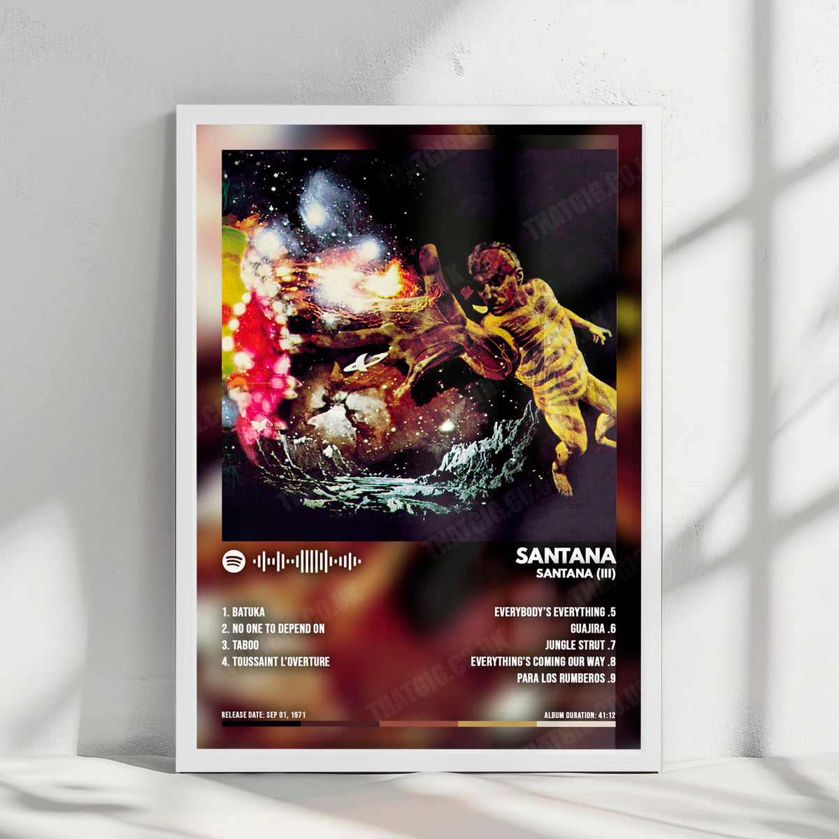 Santana "Santana (III)" Album Cover Poster - with Complete Tracklist