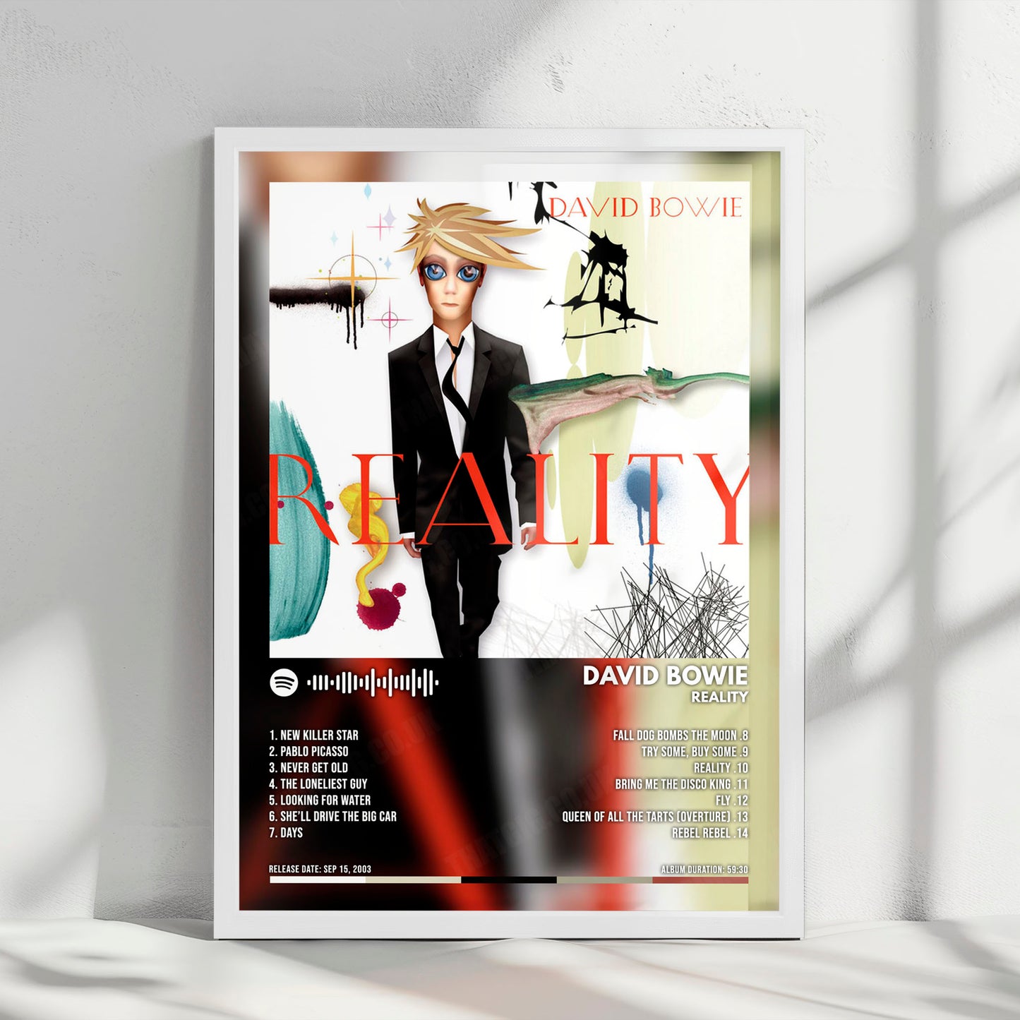 David Bowie "Reality" Album Cover Poster - with Complete Tracklist