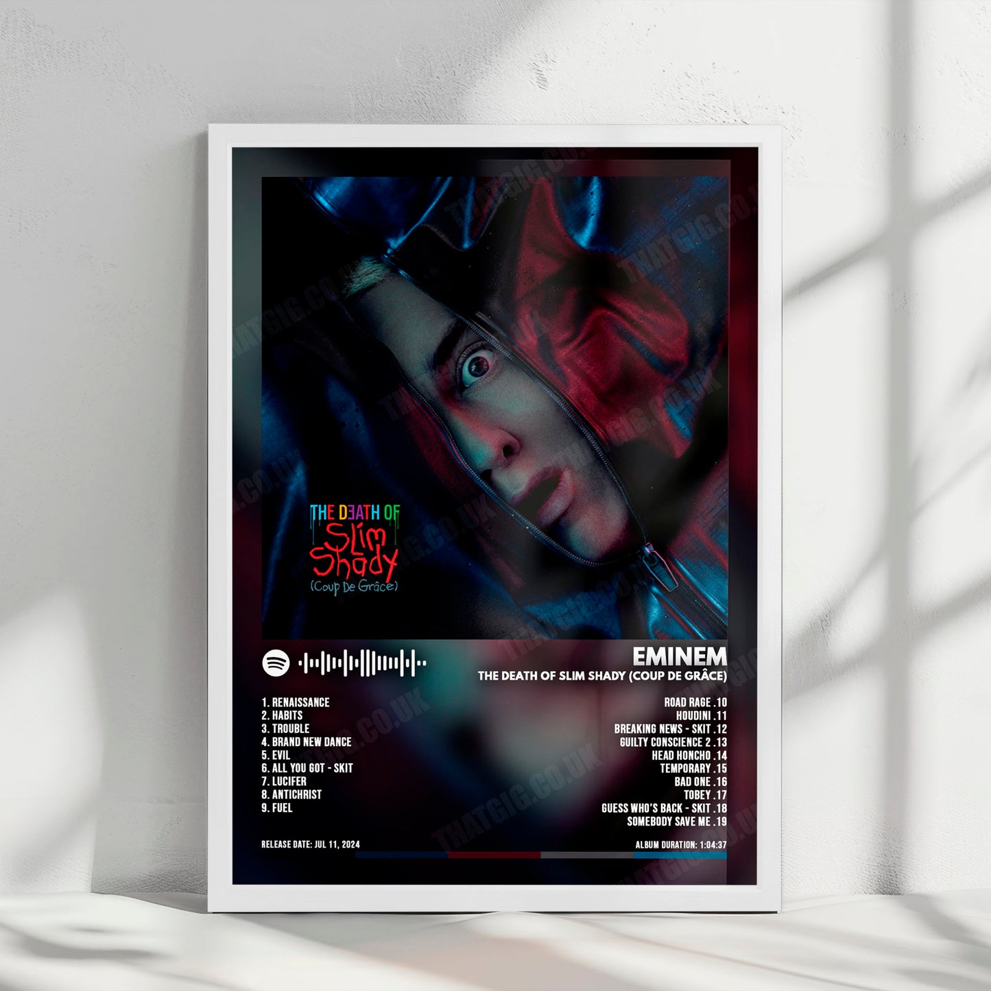 Eminem "The Death of Slim Shady (Coup de Grâce) " Album Cover Poster - with Complete Tracklist