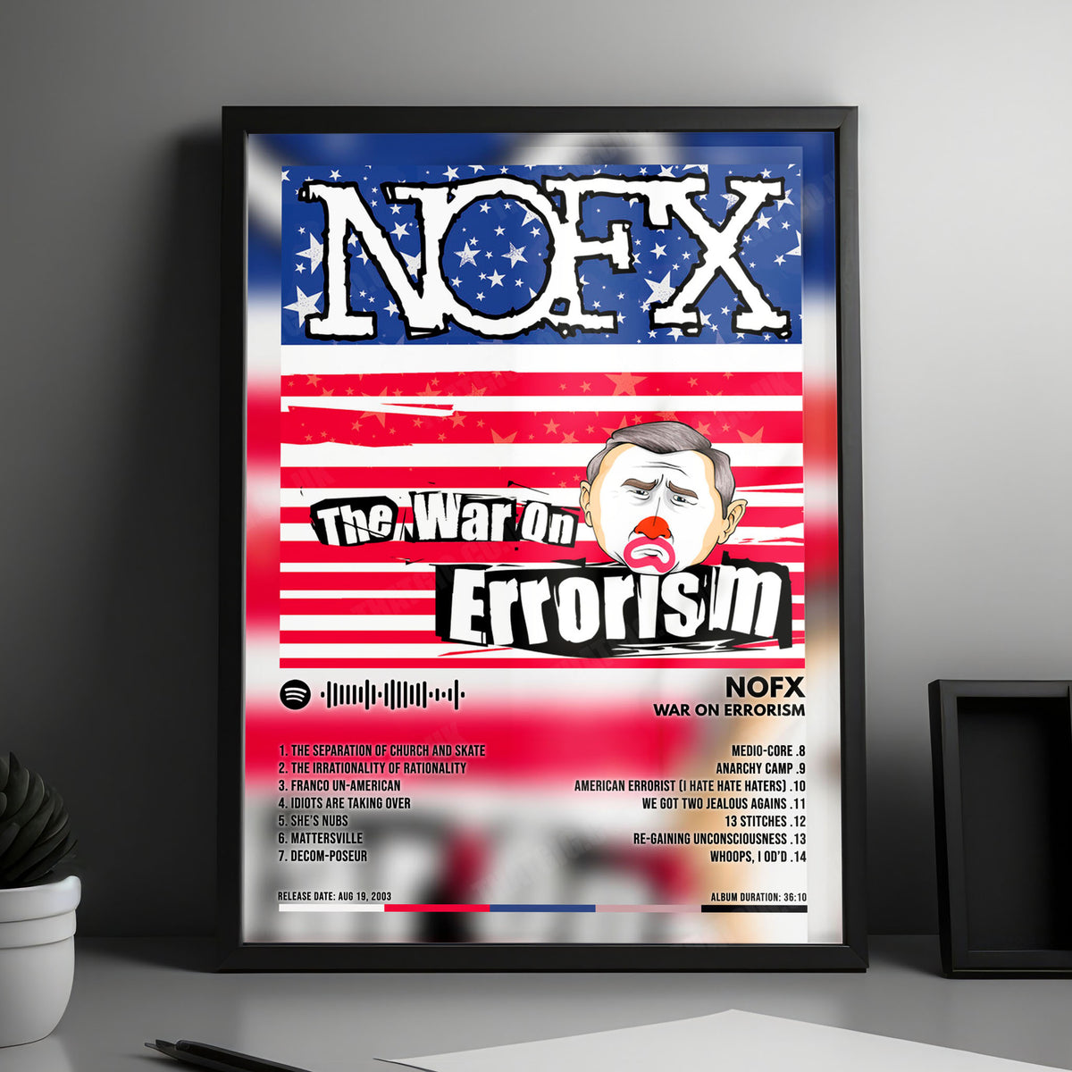 NOFX "War on Errorism" Album Cover Poster - with Complete Tracklist