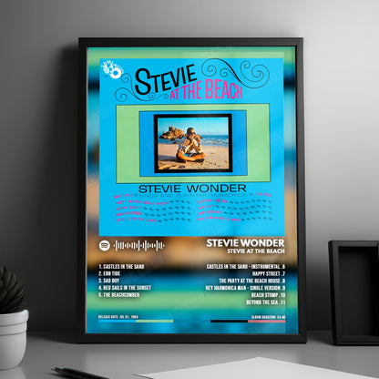 Stevie Wonder "Stevie At The Beach" Album Cover Poster - with Complete Tracklist