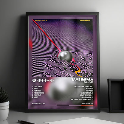 Tame Impala "Currents " Album Cover Poster - with Complete Tracklist
