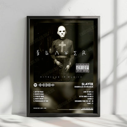 Slayer "Diabolus In Musica" Album Cover Poster - with Complete Tracklist