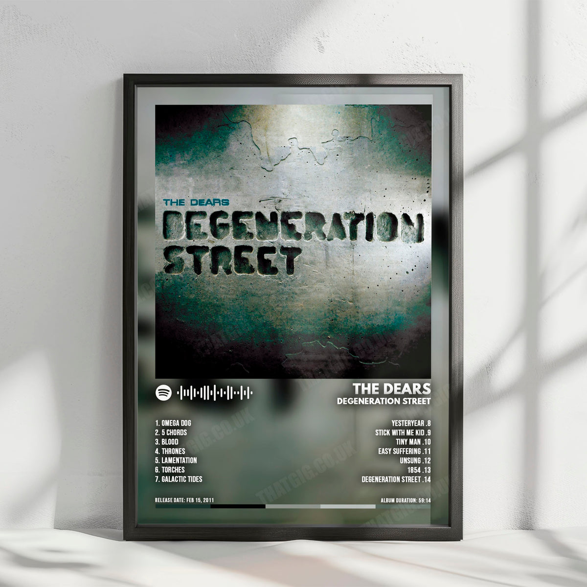 The Dears "Degeneration Street" Album Cover Poster - with Complete Tracklist