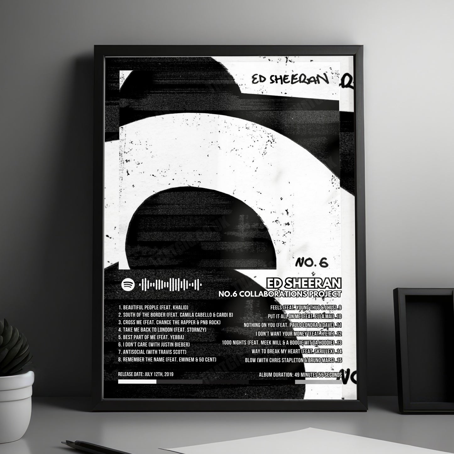 Ed Sheeran "No.6 Collaborations Project" Album Cover Poster - with Complete Tracklist