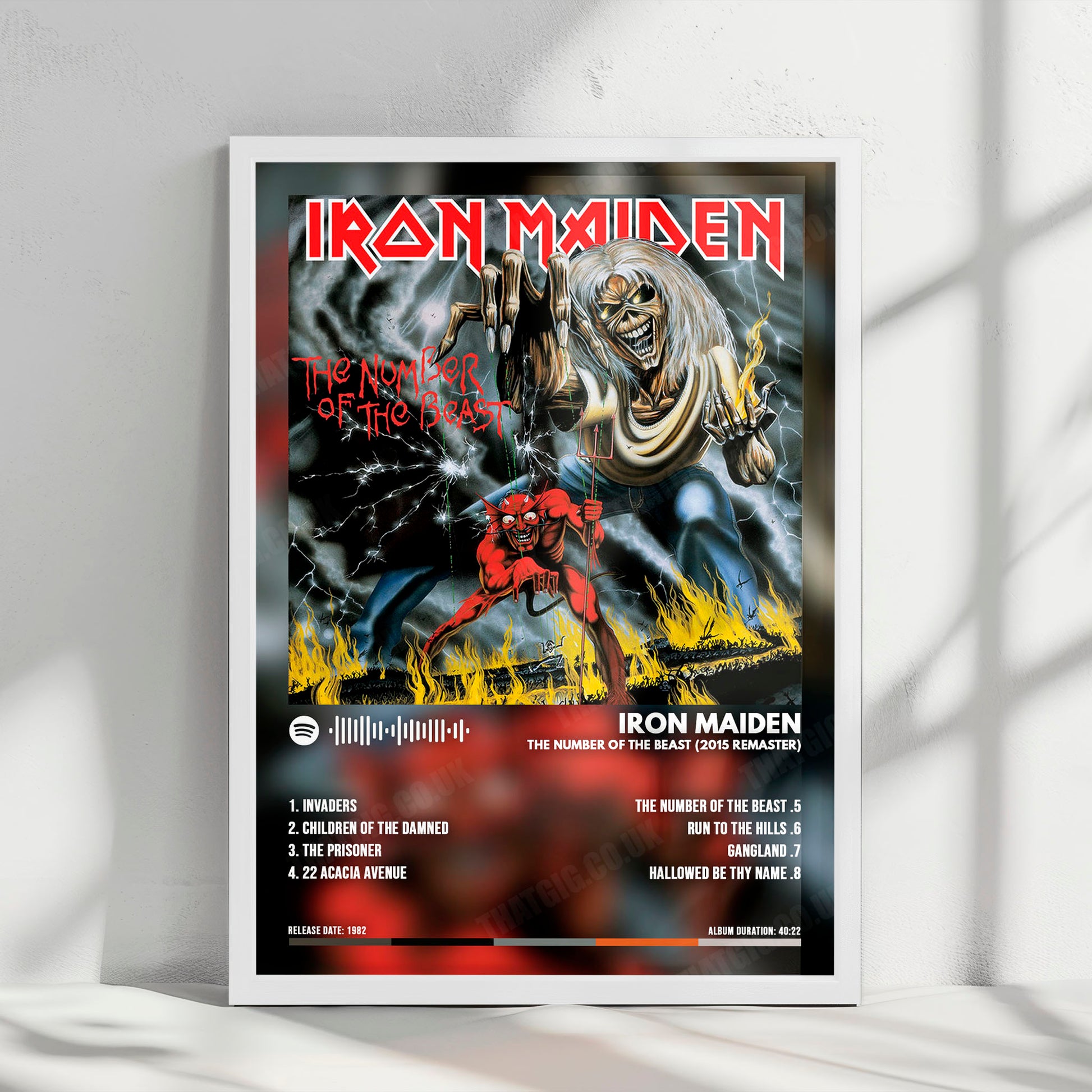 Iron Maiden "The Number of the Beast " Album Cover Poster - with Complete Tracklist