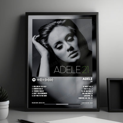 Adele "21" Album Cover Poster - with Complete Tracklist