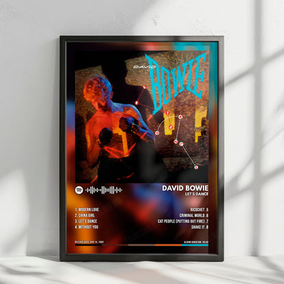 David Bowie "Let's Dance" Album Cover Poster - with Complete Tracklist