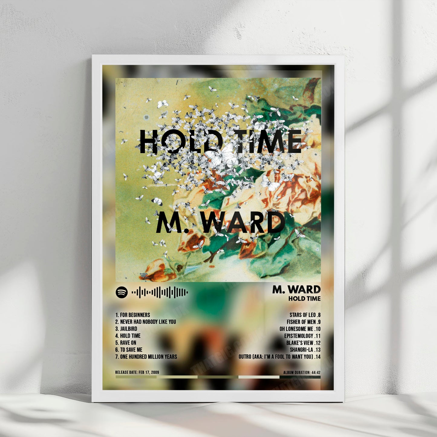 M. Ward "Hold Time" Album Cover Poster - with Complete Tracklist