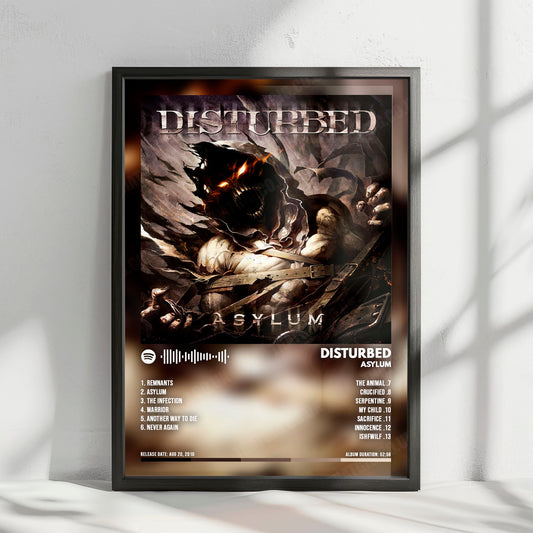 Disturbed "Asylum " Album Cover Poster - with Complete Tracklist